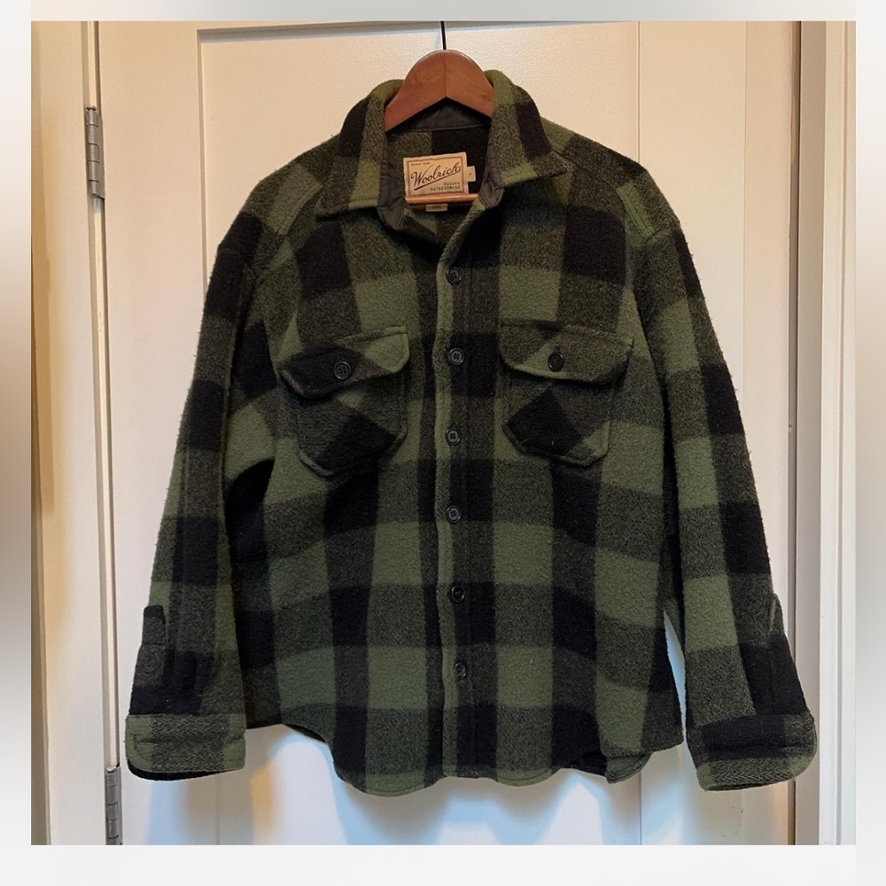 Woolrich Olive Green & Black Wool Blend Jacket